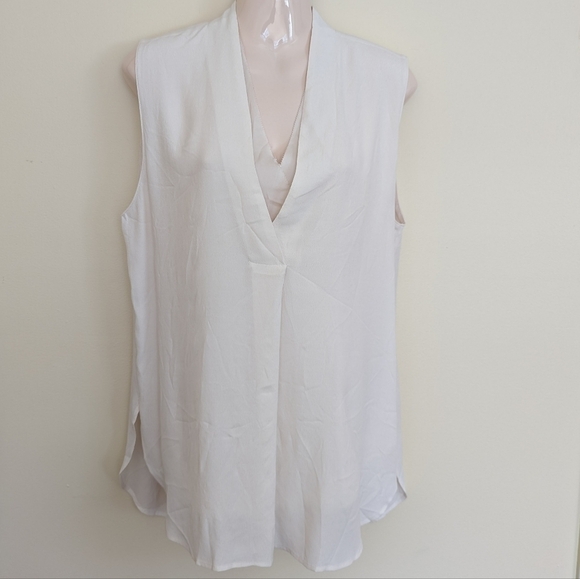 Repeat sleeveless airy breezy blouse ivory Large - Picture 1 of 11
